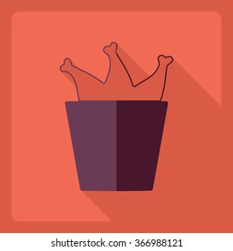 Flat modern design with shadow  Icon bucket of chicken