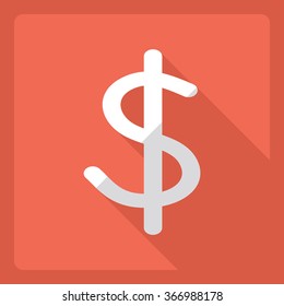 Flat modern design with shadow  Icon dollar