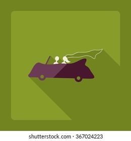 Flat modern design with shadow Icon  bride and groom