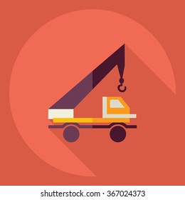 Flat modern design with shadow  Icon truck crane