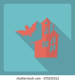 Flat modern design with shadow  Icon Vampire bat 