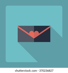 Flat modern design with shadow Icon  love letter