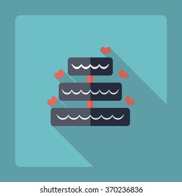 Flat modern design with shadow Icon  a wedding cake