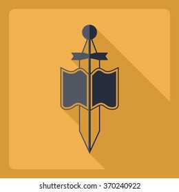 Flat modern design with shadow  Icon sword