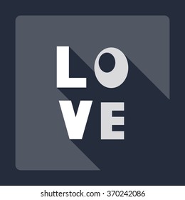 Flat modern design with shadow Icon  the word love
