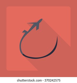 Flat modern design with shadow Icon  plane aircraft