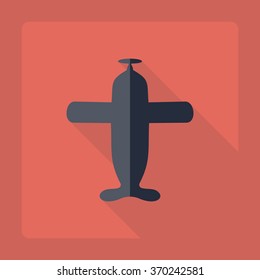 Flat modern design with shadow Icon  plane aircraft