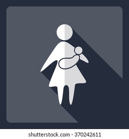 Flat modern design with shadow  Icon mother with her baby