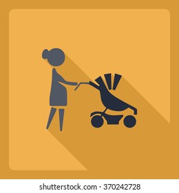 Flat modern design with shadow  Icon mother with her baby