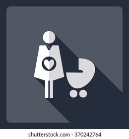 Flat modern design with shadow  Icon mother with her baby