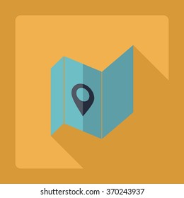 Flat modern design with shadow Icon  map