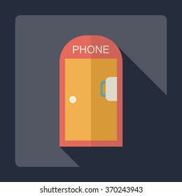 Flat modern design with shadow Icon  phone booth