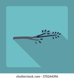 Flat modern design with shadow Icon  tree branch