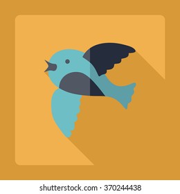 Flat modern design with shadow Icon  bird