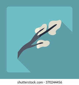 Flat modern design with shadow Icon  tree branch