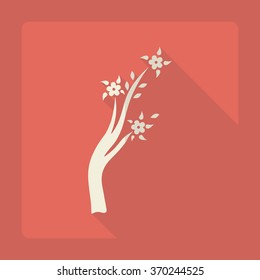 Flat modern design with shadow Icon  tree branch