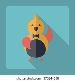 Flat modern design with shadow Icon  bird