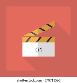 Flat modern design with shadow Icon clapperboard