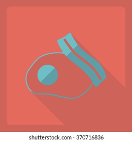 Flat modern design with shadow  Icon bacon and eggs
