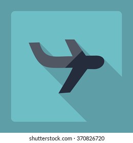 Flat modern design with shadow Icon  plane aircraft