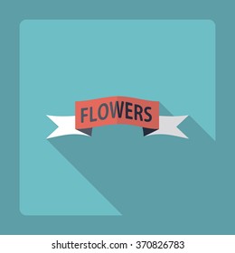 Flat modern design with shadow Icon  Feed flowers inscription