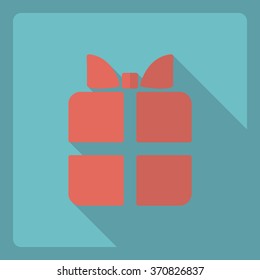 Flat modern design with shadow  Icon Christmas gift on sledge