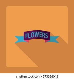 Flat modern design with shadow Icon  Feed flowers inscription