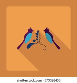 Flat modern design with shadow Icon  dove