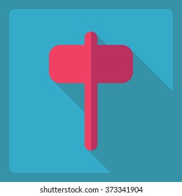 Flat modern design with shadow  Icon hammer