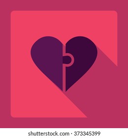 Flat modern design with shadow Icon  heart