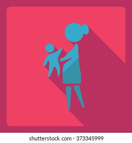 Flat modern design with shadow  Icon mother with her baby