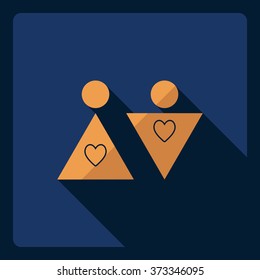 Flat modern design with shadow  Icon couple in love