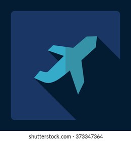 Flat modern design with shadow Icon  plane aircraft