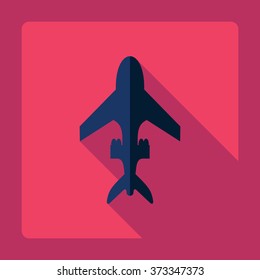 Flat modern design with shadow Icon  plane aircraft