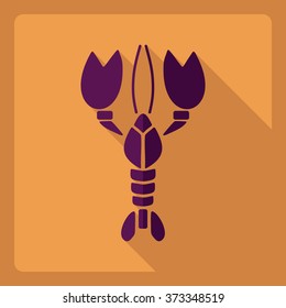 Flat modern design with shadow  Icon lobster