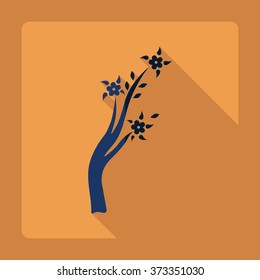 Flat modern design with shadow Icon  tree branch