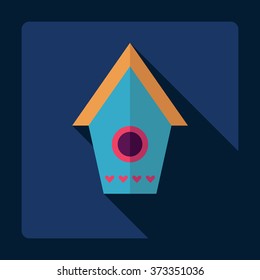 Flat modern design with shadow Icon  bird house