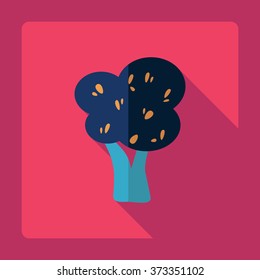 Flat modern design with shadow Icon  tree
