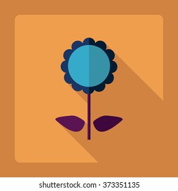 Flat modern design with shadow Icon  sunflower