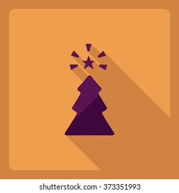 Flat modern design with shadow  Icon Christmas tree