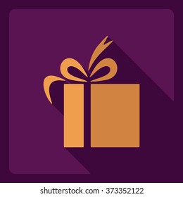 Flat modern design with shadow  Icon Christmas gift on sledge