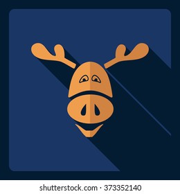 Flat modern design with shadow  Icon Christmas reindeer