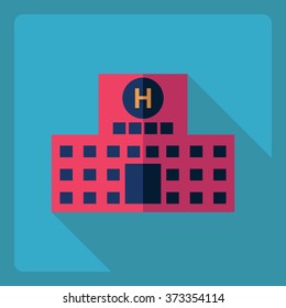 Flat modern design with shadow  Icon hospital