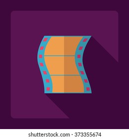 Flat modern design with shadow Icon reel of film