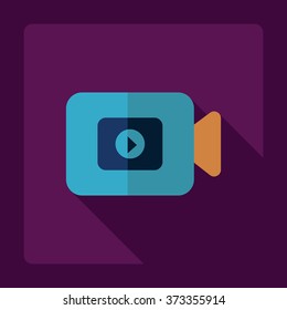 Flat modern design with shadow Icon video camera