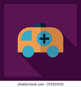 Flat modern design with shadow  Icon ambulance