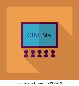 Flat modern design with shadow Icon  cinema