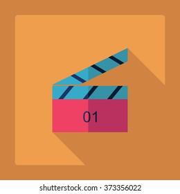 Flat modern design with shadow Icon clapperboard