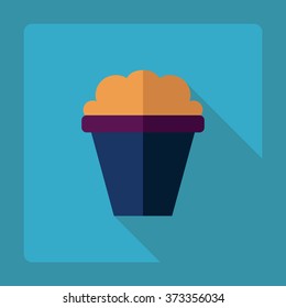 Flat modern design with shadow Icon  bucket of popcorn