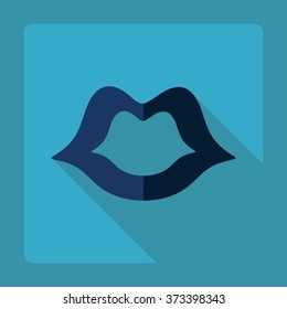 Flat modern design with shadow Icon  lips